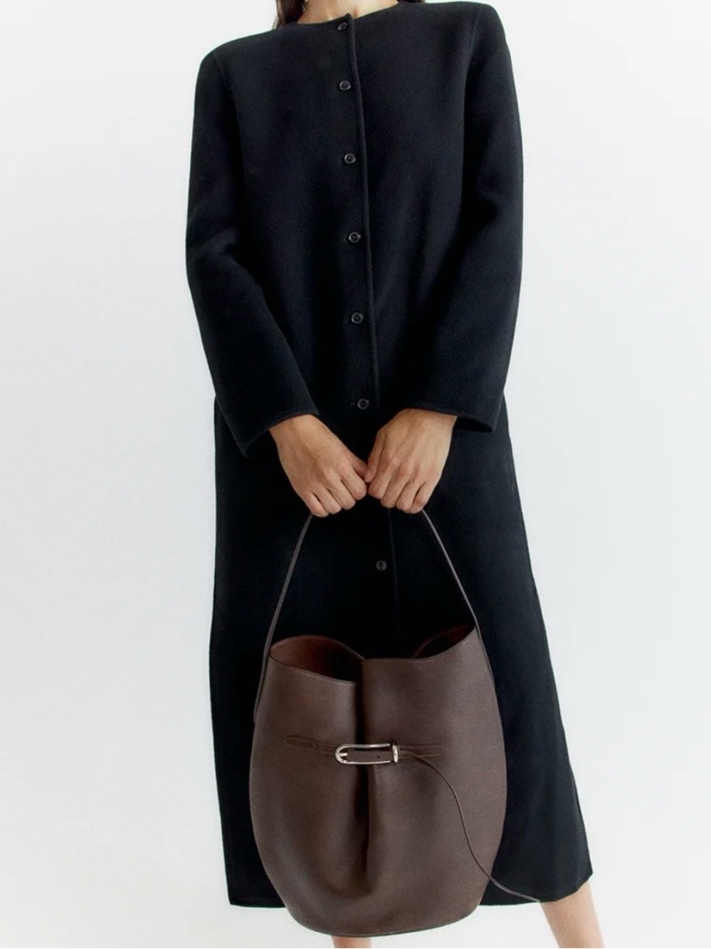 Little Liffner Large Belted Leather Bucket Bag - Dark Brown NWT⁠